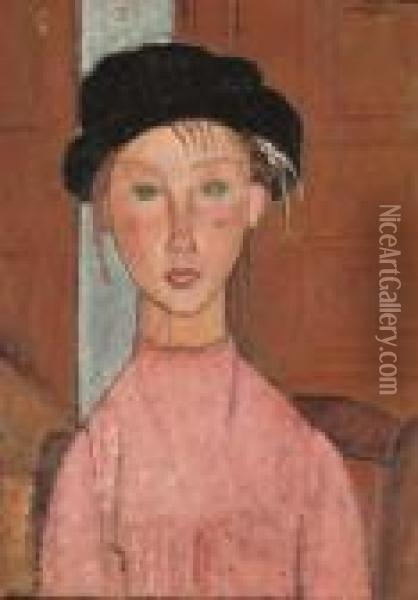 Jeune Fille Au Beret Oil Painting - Amedeo Modigliani