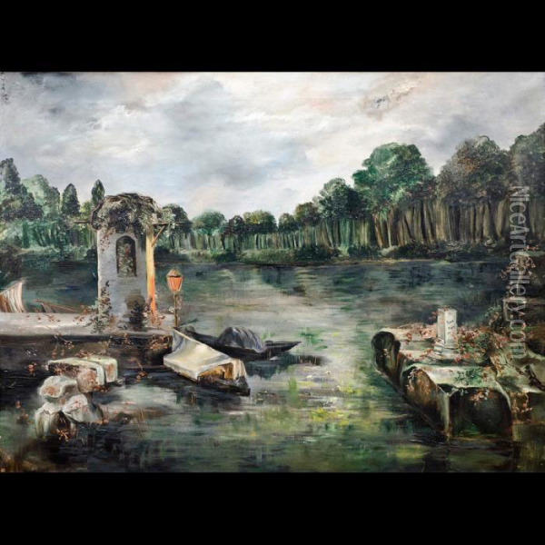 Paesaggio Romantico Oil Painting - Enrique Serra y Auque