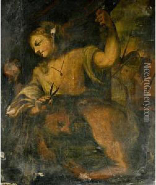Samson And Delilah Oil Painting - Antonio Bellucci