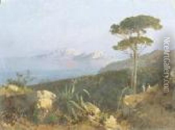 Veduta Di Capri Dalla Costiera Sorrentina Oil Painting - Alessandro la Volpe