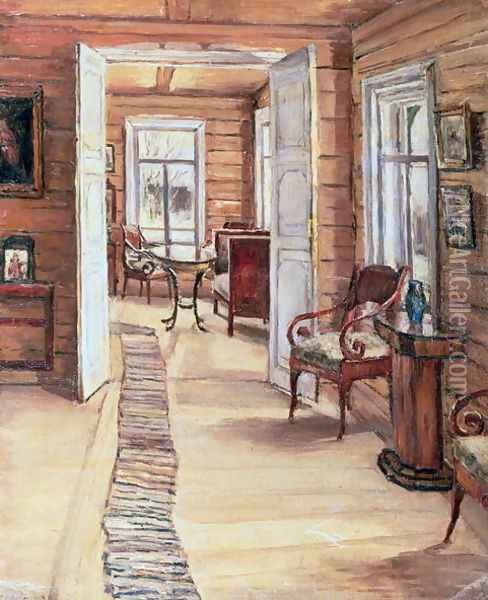 Interior of L Panteleevs house in Murmanov Oil Painting - Anna Nikolaeva Karinskaya