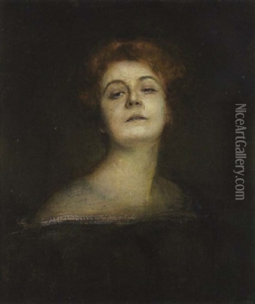 Potrat Yvette Guilbert Oil Painting - Franz Seraph von Lenbach