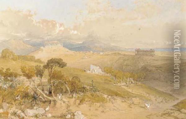 The Temples Of Juno Lucina And Concord, Girgenti, Sicily Oil Painting - William Leighton Leitch