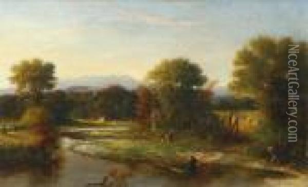 Afternoon On The Pemigewasset River Oil Painting - George Loring Brown