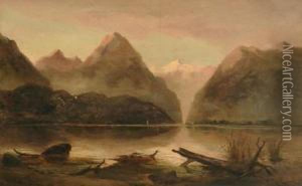 Black Rock, 
Smith's Sound, 
New Zealand Oil Painting - James Peele