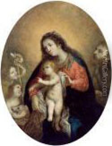 La Sacra Famiglia Con San Giovannino E Un Angelo Oil Painting - Bernardo Strozzi
