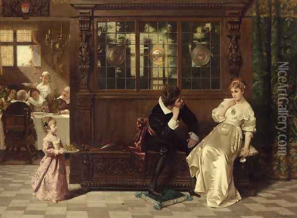 A Welcome Interruption Oil Painting - Carl Rudolph Sohn