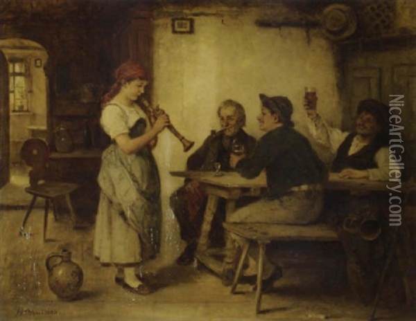A Pleasant Tune Oil Painting - Hugo Oehmichen