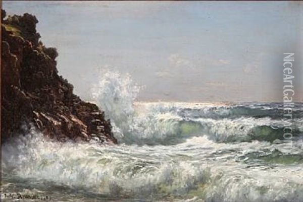Coastal Scape From Bornholm Island Oil Painting - Johannes Herman Brandt