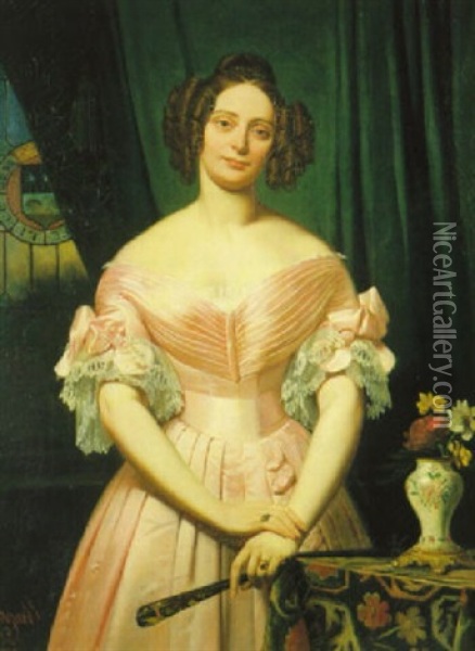 Portrait De La Marquise De Massingy Oil Painting - Jean-Louis Bezard
