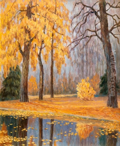 Fall Landscape Oil Painting - Mikhail Markianovich Germanshev