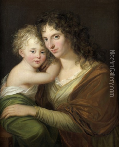 Portrait Einer Mutter Mit Ihrem Kind Oil Painting - Friedrich Georg Weitsch