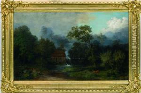 Wassermuhle In Mecklenburg Oil Painting - Theodor Martens