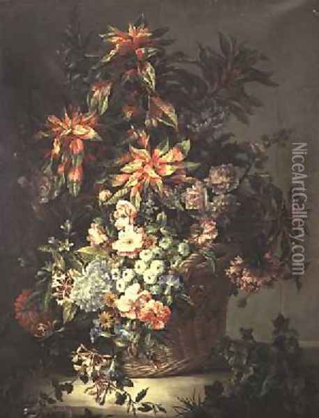 Roses convolvuli poppies honeysuckle and other flowers Oil Painting - Jean-Baptiste Monnoyer