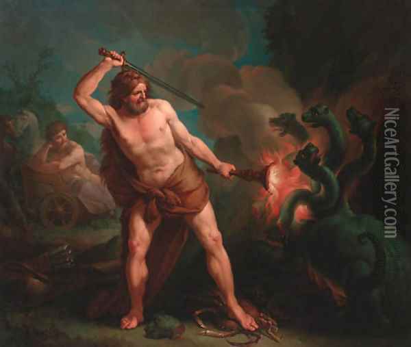 Hercules and the Lernaean Hydra Oil Painting - Francesco Manno