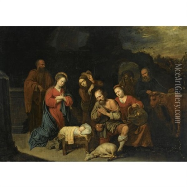 Adoration Of The Shepherds Oil Painting - David Ryckaert III