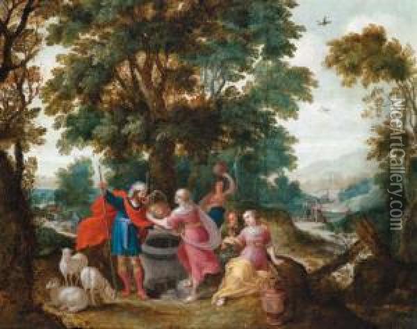 Rebecca Ed Eleazaro Alla Fontana Oil Painting - Frans III Francken
