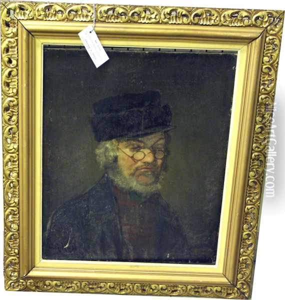 Portratt, Mojligen Av Kyrkvaktare Collin. Oil Painting - Carl-Gustaf Hellqvist