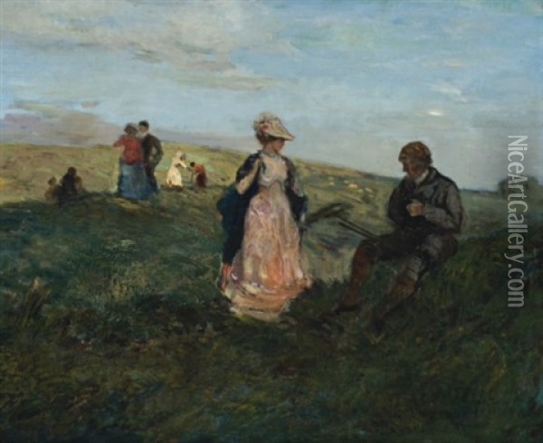 Landscape With Figures Oil Painting - Charles Conder