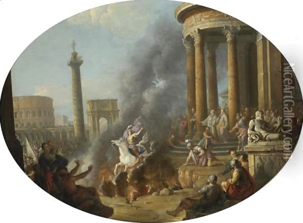 The Death Leap Of Marcus Curtius Oil Painting - Antonio Joli