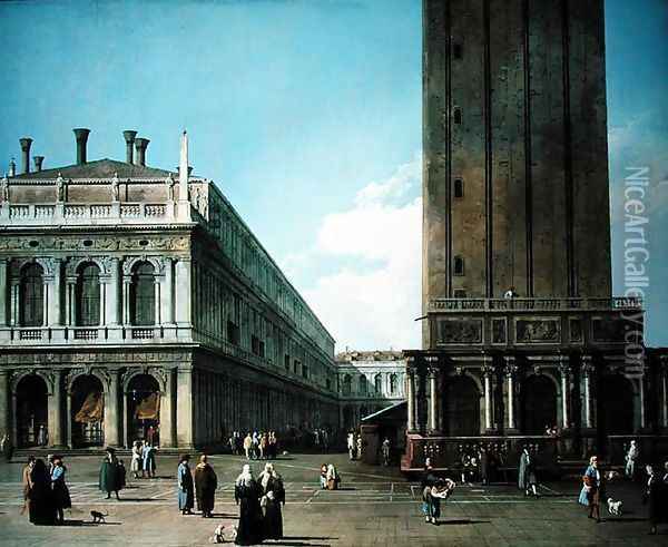 Piazza San Marco: Looking West from the North End of the Piazzetta Oil Painting - (Giovanni Antonio Canal) Canaletto