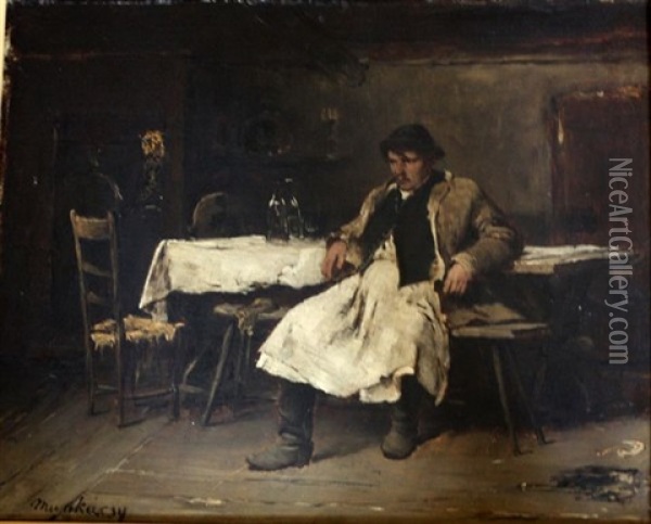 Le Buveur Oil Painting - Mihaly Munkacsy