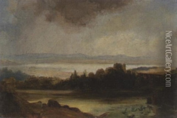 Landschaft Mit See Nach Einem Gewitter Oil Painting - Richard Fresenius