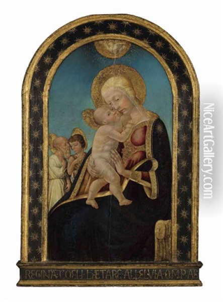 The Madonna And Child With Saints Jerome And John The Baptist Oil Painting - Neri di Bicci
