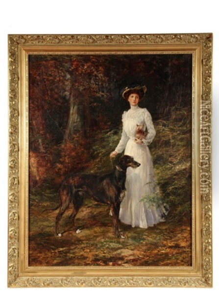 Guardian Through The Forest Oil Painting - Heywood Hardy