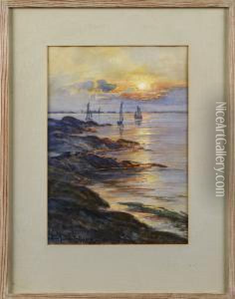 Solnedgang Over Marstrandsfjorden Oil Painting - Anna Gardell-Ericson