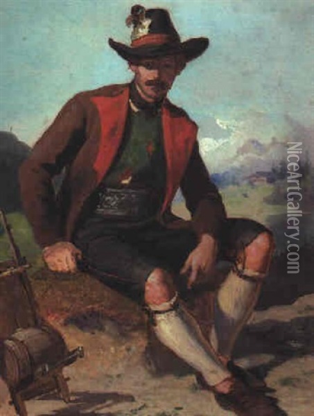 Junger Bauer In Tracht Oil Painting - Franz Von Defregger