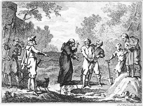 Execution of Flemish Protestants by Spanish Catholics, 1790 Oil Painting - Mathias de Sallieth