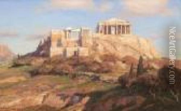 Blick Auf Die Akropolis In
 Athen. Oil Painting - Georg Macco