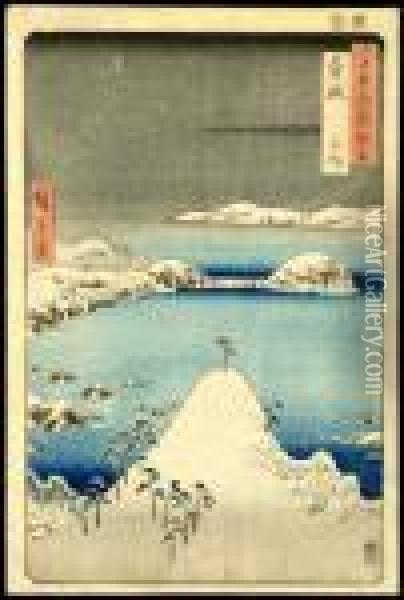 Shisaku In Iki Province Oil Painting - Utagawa or Ando Hiroshige