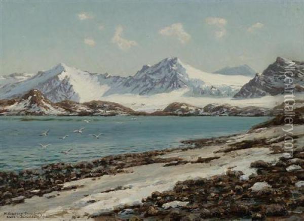 Gegenstucke: Fjordlandschaften. Belsund-spitzbergen Und Hardanger-fjord. 1903. Oil Painting - Heinrich Petersen-Flensburg