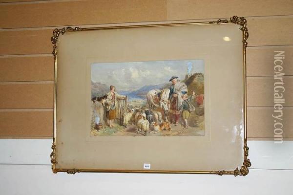 A Figurative Scottish Highland Scene Oil Painting - John Frederick Tayler