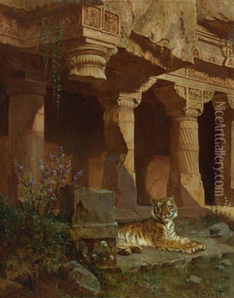 Tiger At Rest Oil Painting - Rudolph Ernst