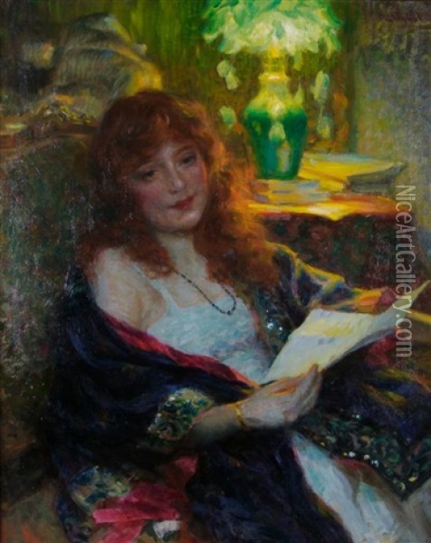 The Letter Oil Painting - Arvid Frederick Nyholm
