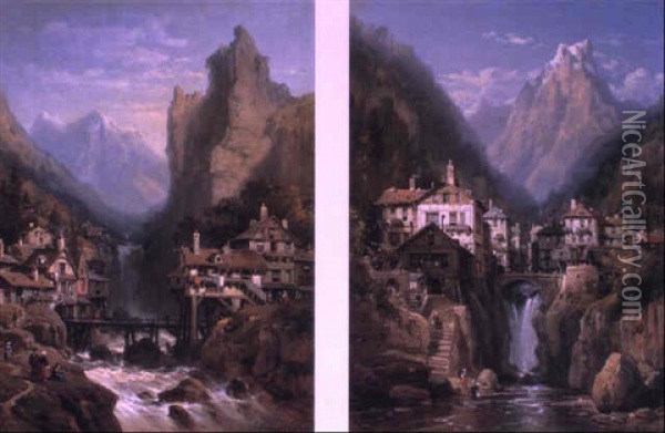 Kervonder, Bavaria Oil Painting - Charles Euphrasie Kuwasseg