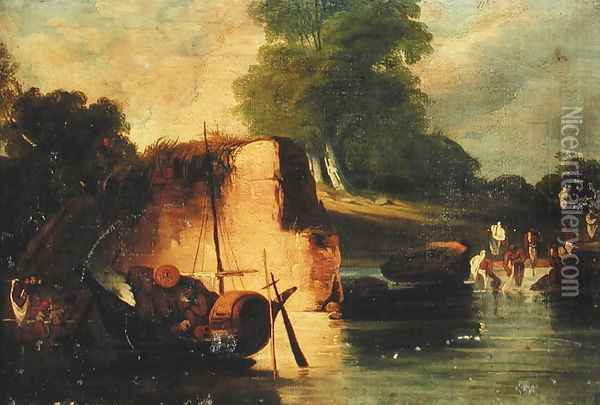 The Pool Oil Painting - George Chinnery