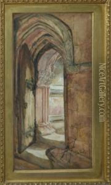 Roslin Chapel Doorway Oil Painting - Alexander Snr Fraser