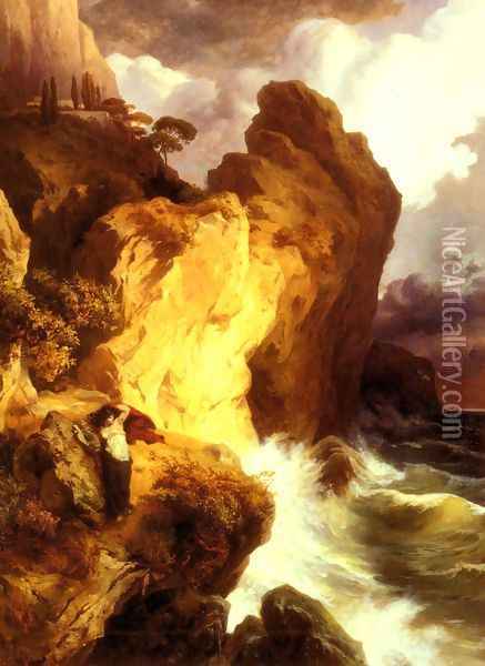 Sappho Am Vorebirge Leukate (Sappho In On The Cliffs Of Leucas) Oil Painting - Edmund Friedrich Kanoldt
