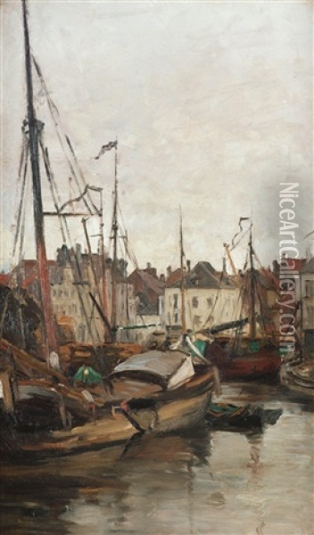 Quay At Brussels Oil Painting - Pericles Pantazis