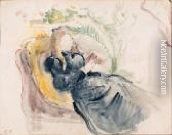 Julie Manet, La Lecture Sur Chaise Longue Oil Painting - Berthe Morisot
