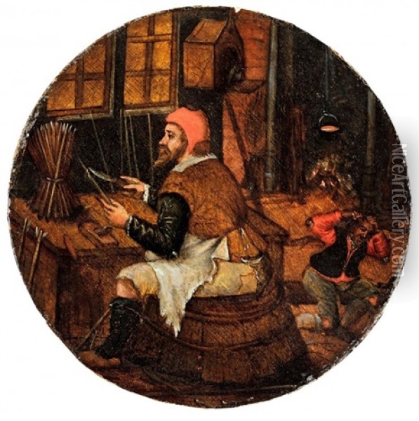 Le Tailleur De Fleches Oil Painting - Pieter Brueghel the Younger