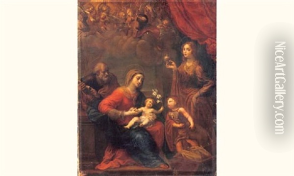 Sainte Famille Avec Saint Jean-baptiste Et Sainte Elisabeth Oil Painting - Carlo Francesco Nuvolone
