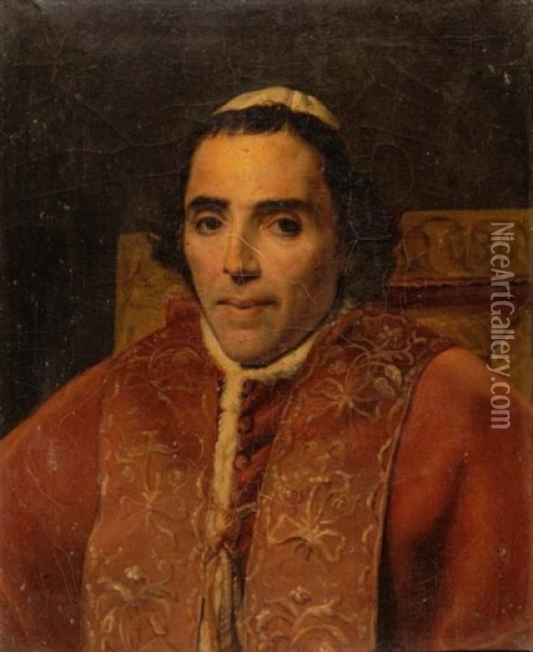 Portrait Du Pape Pie Vii Oil Painting - Jacques-Louis David