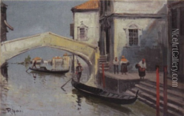 Gondeln In Venedig Oil Painting - Virgilio Ripari