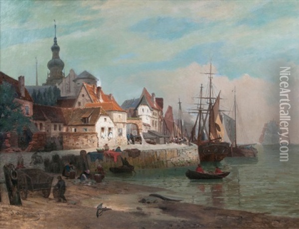 Stadt An Der Kuste Oil Painting - Julius Siemering