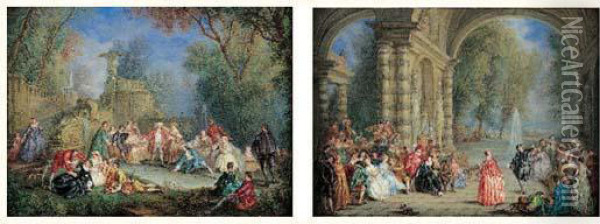 Scene De Bal Sous Les Arcades D'un Palais Oil Painting - Alexandre Paul Jos. Veron Bellecourt